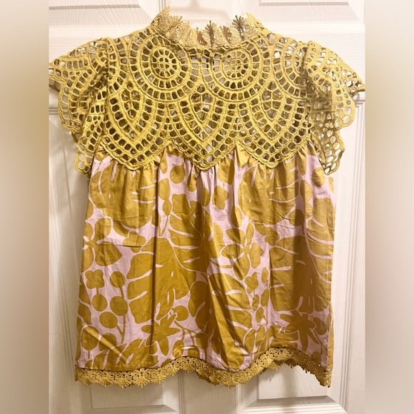 ANTHROPOLOGIE Blue Tassel Charlize Blouse Peasant Crochet XS - Picture 8 of 8